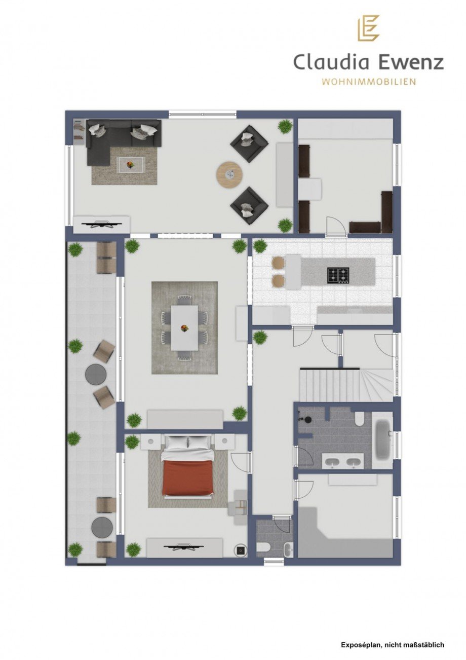 Grundriss EG Villa Linz am Rhein